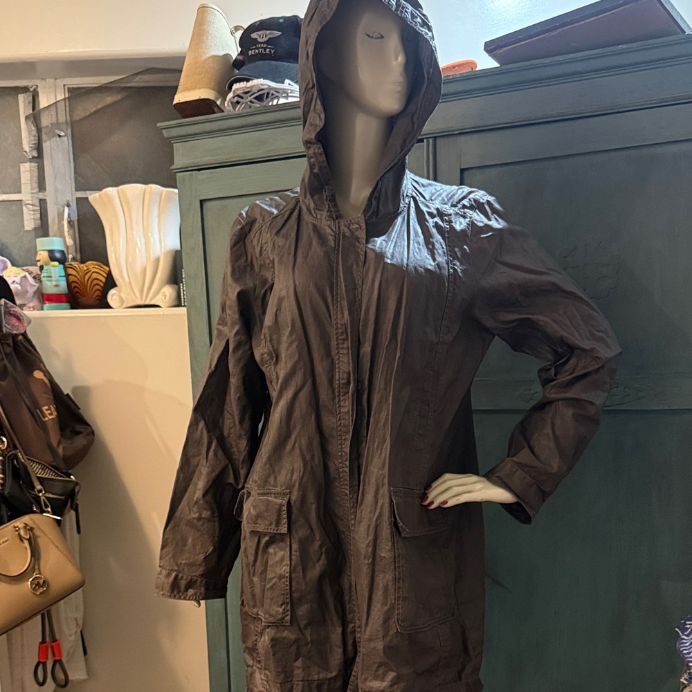 Ellen Fisher Coat linen Brown Hooded Jacket